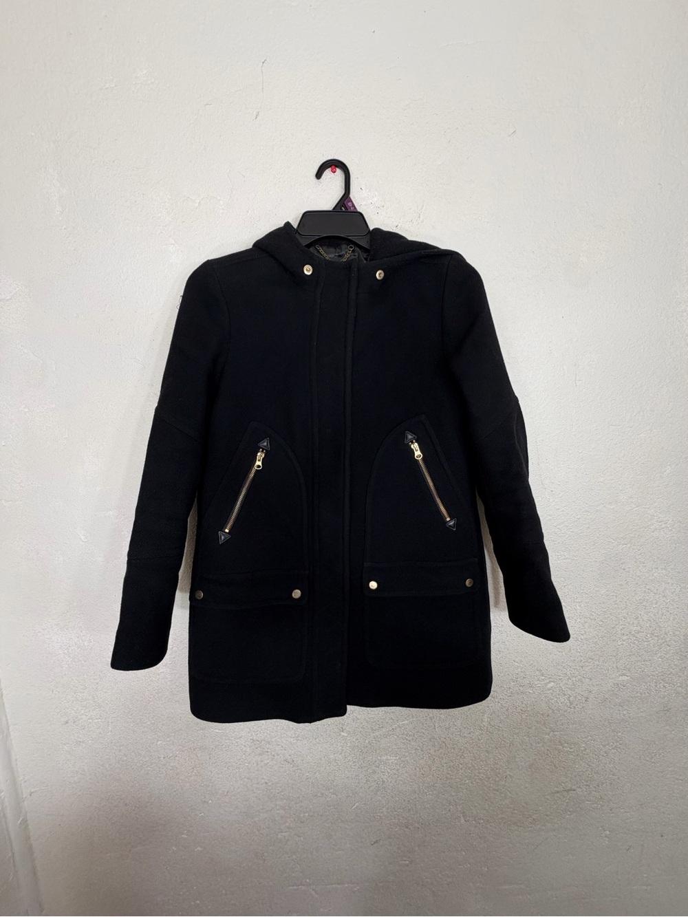 J.Crew Black Chateau Parka Size 6 - Italian Wool Stadium Cloth (No Fur)